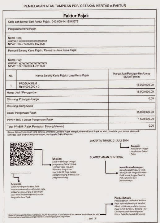 Pengumuman Nomor PENG-1/PJ.02/2015 tentang Faktur Pajak 