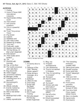 Times Crossword Puzzles on York Times Crossword In Gothic  04 21 12     The Saturday Crossword