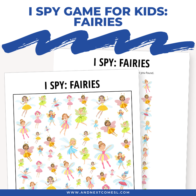 Printable fairies I spy game for kids