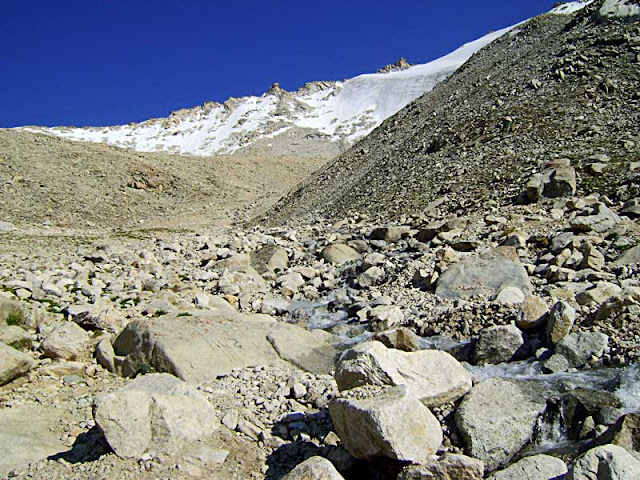 nature scene of mountains and melting snow