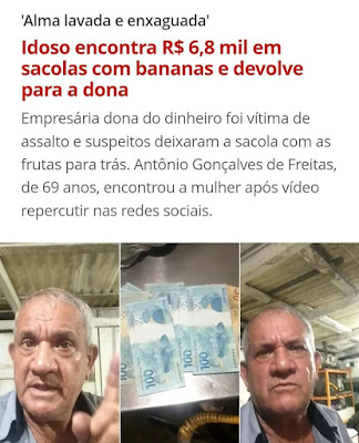 IDOSO ENCONTRA R$ 6,8 MIL EM SACOLAS COM BANANAS E DEVOLVE PARA A DONA EM BOA VISTA 