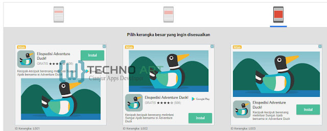 WildanTechnoArt-AdMob Memilih Jenis Kerangka yang ingin disesuaikan