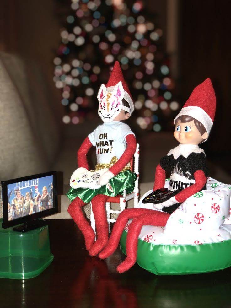 some fortnite themed ideas for your elf on the shelf - fortnite elf on the shelf