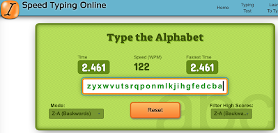 Speed Typing Online's Type the Alphabet page