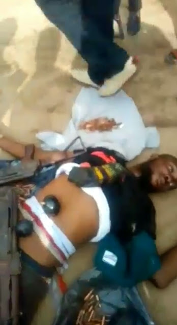 Photos: Suspected kidnapper shot dead, five escape in Jesse Town, Delta State