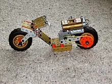 Meccano model motorcycle built 