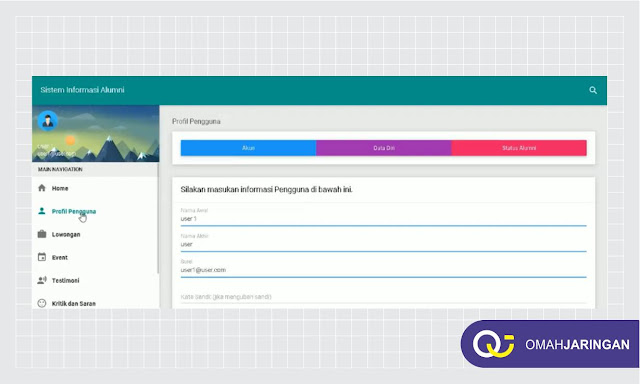 Tampilan Profil Pengguna Source Code Sistem Informasi Alumni Berbasis Web PHP dan CI