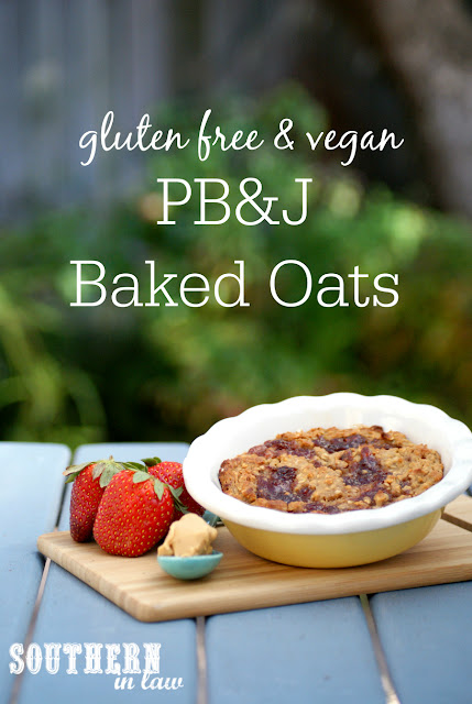 Healthy PB&J Baked Oatmeal Recipe - gluten free, vegan, healthy, egg free, dairy free, low fat, low calorie, sugar free, clean eating recipe