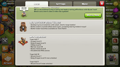 Update Terbaru Clash of Clans 13 Oktober 2016 New Upgrade, New Defense And Army Training Revamp