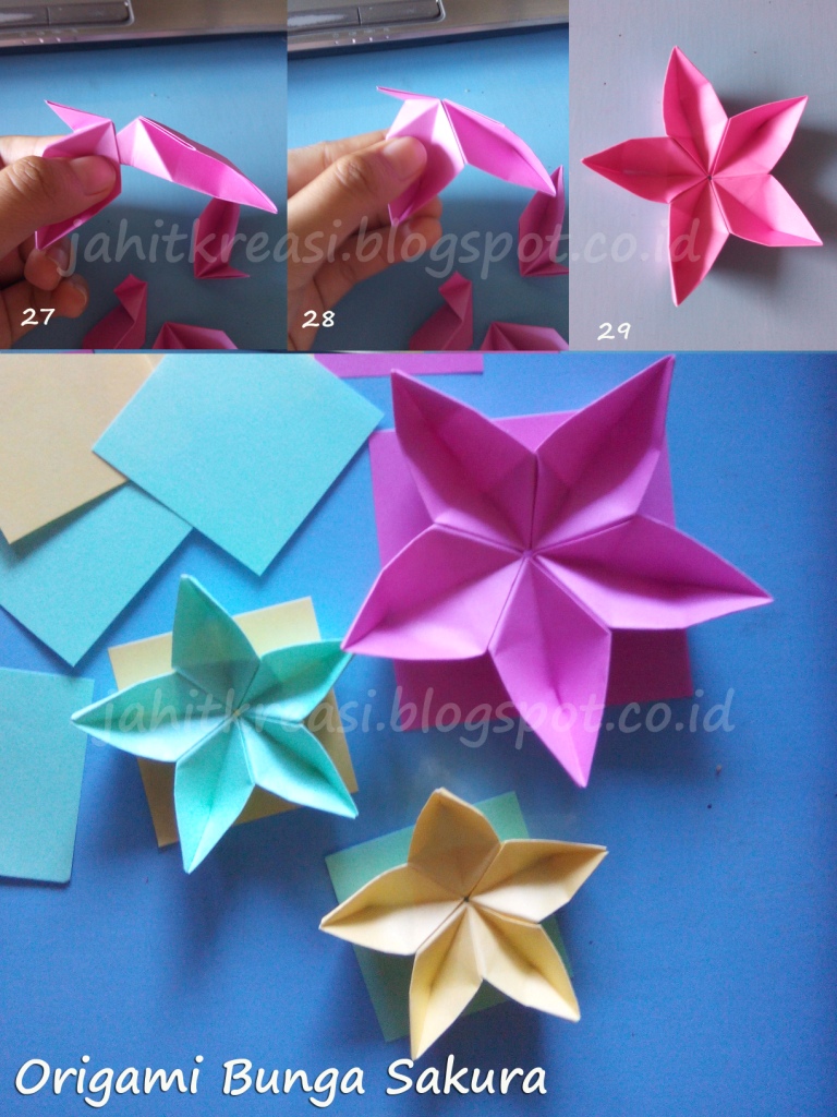  Cara  Membuat Origami  Bunga Sakura Berbagi Tutorial Aneka 
