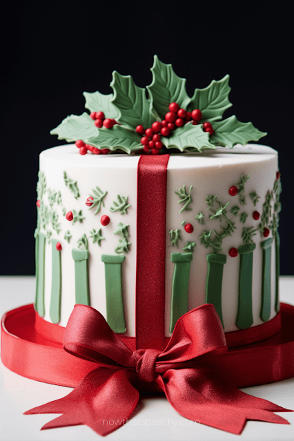 gift box bow theme Best 50+ Christmas Cakes to Lust After for Your Festive Party Ideas, Buttercream Frosting Holiday Homemade Cake Inspo to DIY. Dessert Ideas for Events