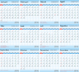 Download Vektor Kalender 2016 Lenkap Hijriyyah Gratis