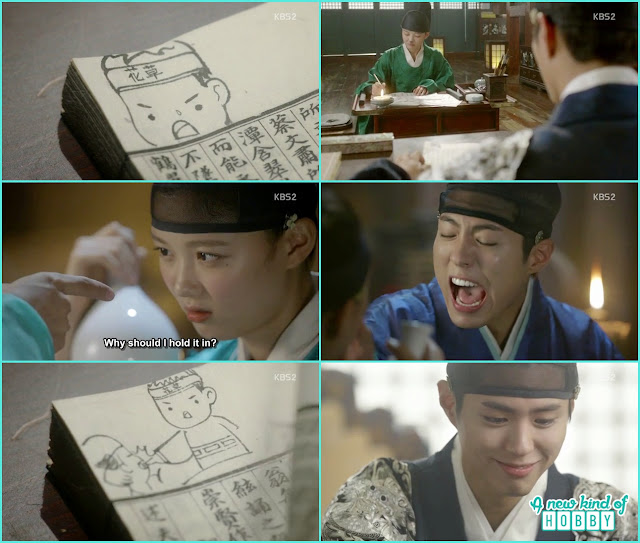  crown prince smile when saw the drawings on the book by ra on  - Love in The Moonlight - Episode 6 Review