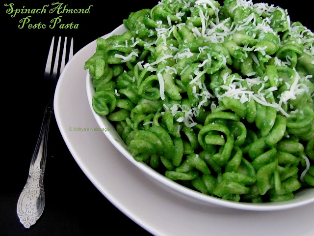 Spinach Almond Pesto Pasta