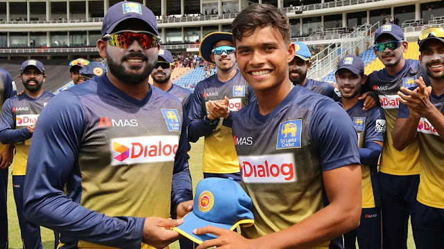 Dunith Wellalage batting during a Sri Lankan Premier League match