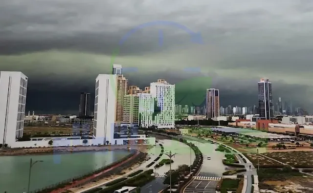 ما هو سبب ظهور السحابة باللون الأخضر في سماء الإمارات؟