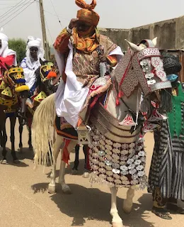 decorated horses and horsemen in traditional fiesta in kano, nigeria