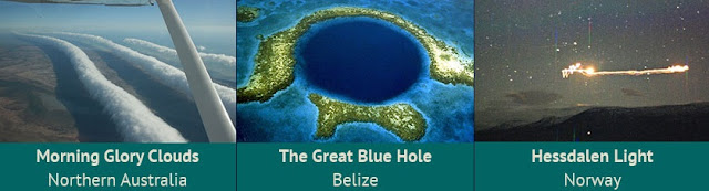 30 Weird and Wonderful Natural Phenomena From Around the World 7. Morning Glory Clouds - Northern Australia 8. The Great Blue Hole - Belize 9. Hessdalen Light - Norway