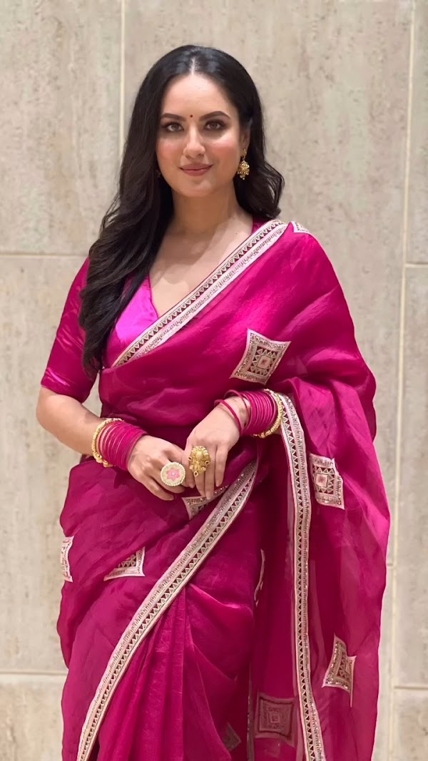 puja banerjee pink saree hot curvy actress