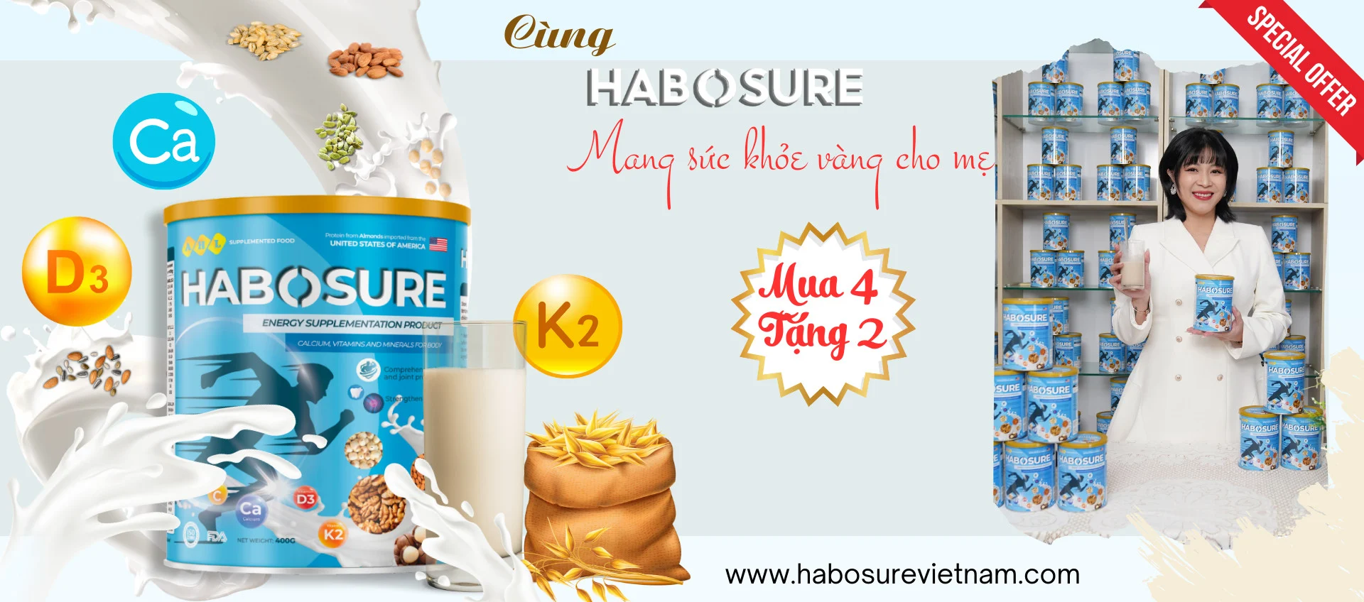 Habosure - Sữa hạt xương khớp thuần chay