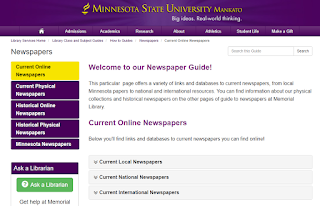 Our newspaper guide on https://libguides.mnsu.edu/newspapers