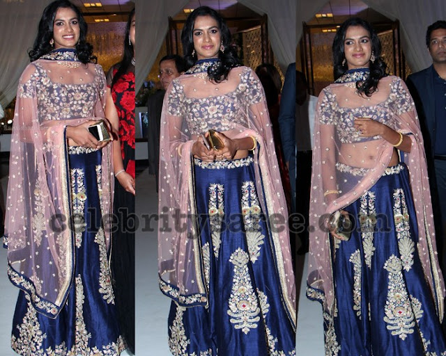 PV Sindhu Blue Lehenga