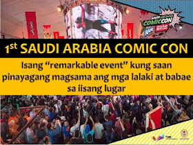 Saudi Arabia. A country where men and women are typically separated in public places.  But last week, more than 20,000 men, women, and families co-mingled at Saudi Comic Con, a global comics expo held in Jeddah that gave them a chance to mingle with others who share their passion for comics, movies, video games and other pop culture.  Comic book video game and anime fans celebrate the event together even they don't share the same gender.