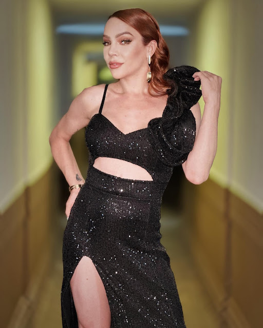 Isabella Santorinne – Most Beautiful Transgender Woman in Black Slit Maxi Dress