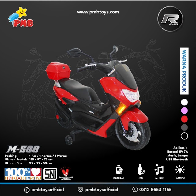 Spesifikasi PMB M-588, Mainan Motor Aki Mirip Nmax 155