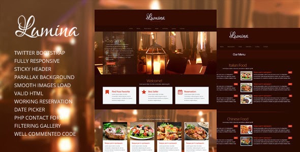 Lumina - Responsive Restaurant Website Template - Restaurants & Cafes Entertainment