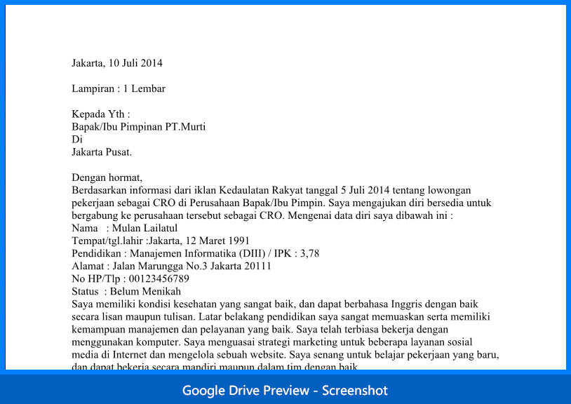 Contoh Surat Lamaran Fresh Graduate  Wiki Edukasi Share