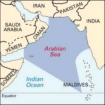 Arabian sea map with exact boundaries