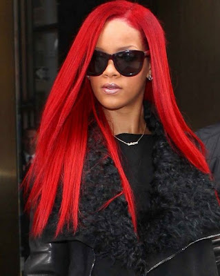 rihanna long red hair pictures. rihanna red hair dye. rihanna