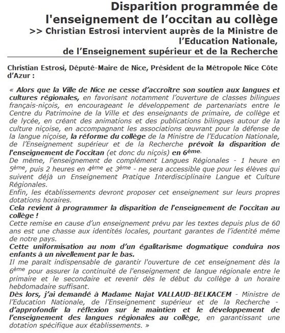 comunicat vengut de Niça reforma del collègi