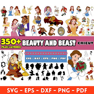 Beauty and the Beast Belle Princess mega big bundle svg png clipart vector Cricut