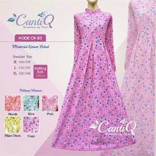 Gamis Katun Motif Bunga Cantik by nizar fashion