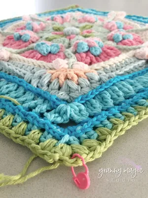 Beautiful crochet colorway chosen for Hunter Moon pattern.