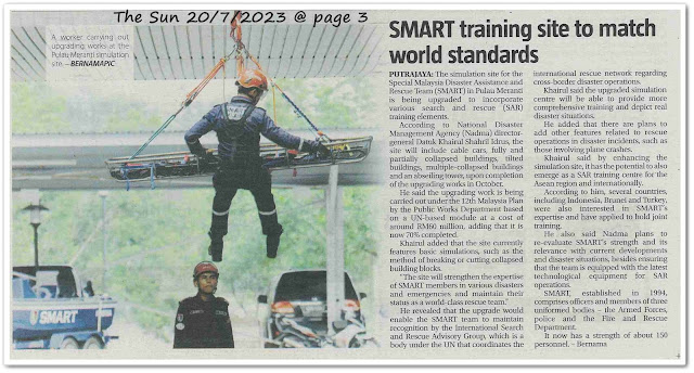 SMART training site to match world standards - Keratan akhbar The Sun 20 July 2023