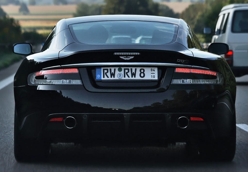 Exotic White Aston Martin DBS Exotic Black Aston Martin DBS Rear View