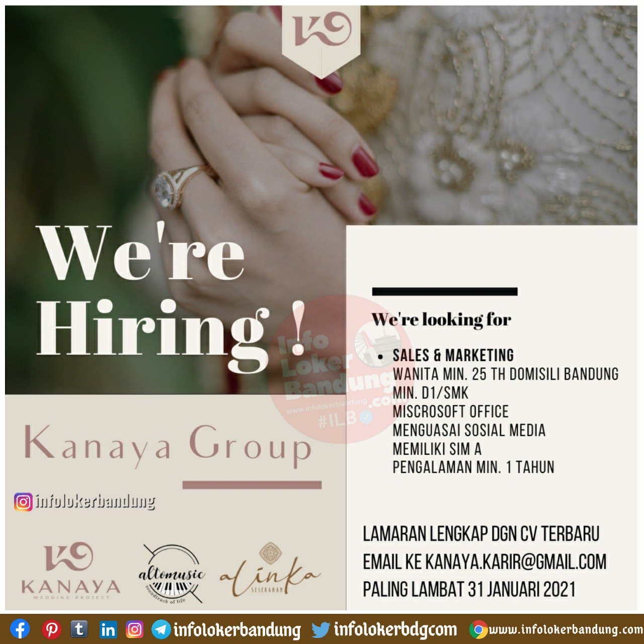 Lowongan Kerja Sales & Marketing Kanaya Group Bandung Januari 2021