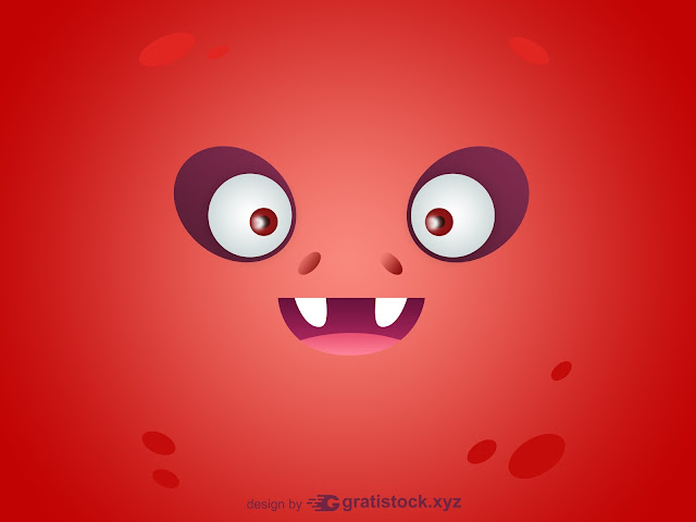 Free Download PSD Mockup OF Funny Eyes Red Cartoon Monsters Cards.
