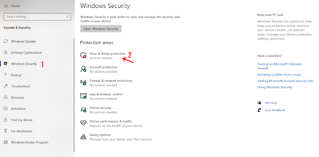 Masuk ke Menu Pengaturan Keamanan Windows Defender