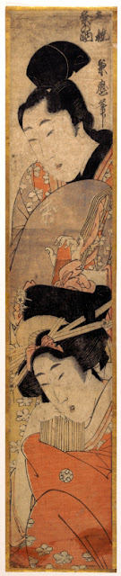 Ukiyo-e. Träsnitt. Kikumaro. Tsukimaro. Hashira-e. Pelartryck.