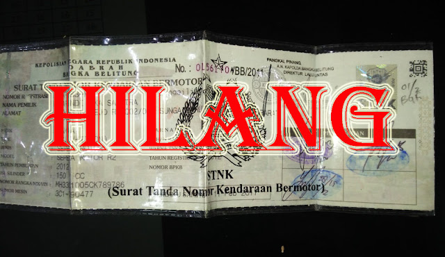 STNK kendaraan hilang