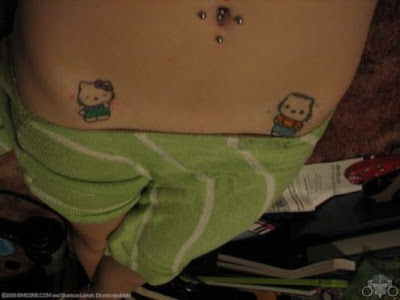 Woman Sexy Tattoo Hello Kitty Art on Body