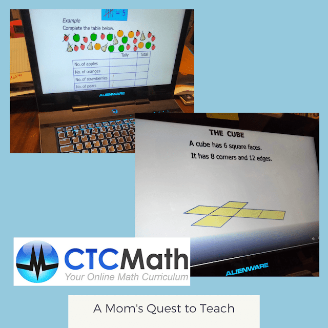 CTCMath Logo; A Mom's Quest to Teach: tally math lesson and cube lesson