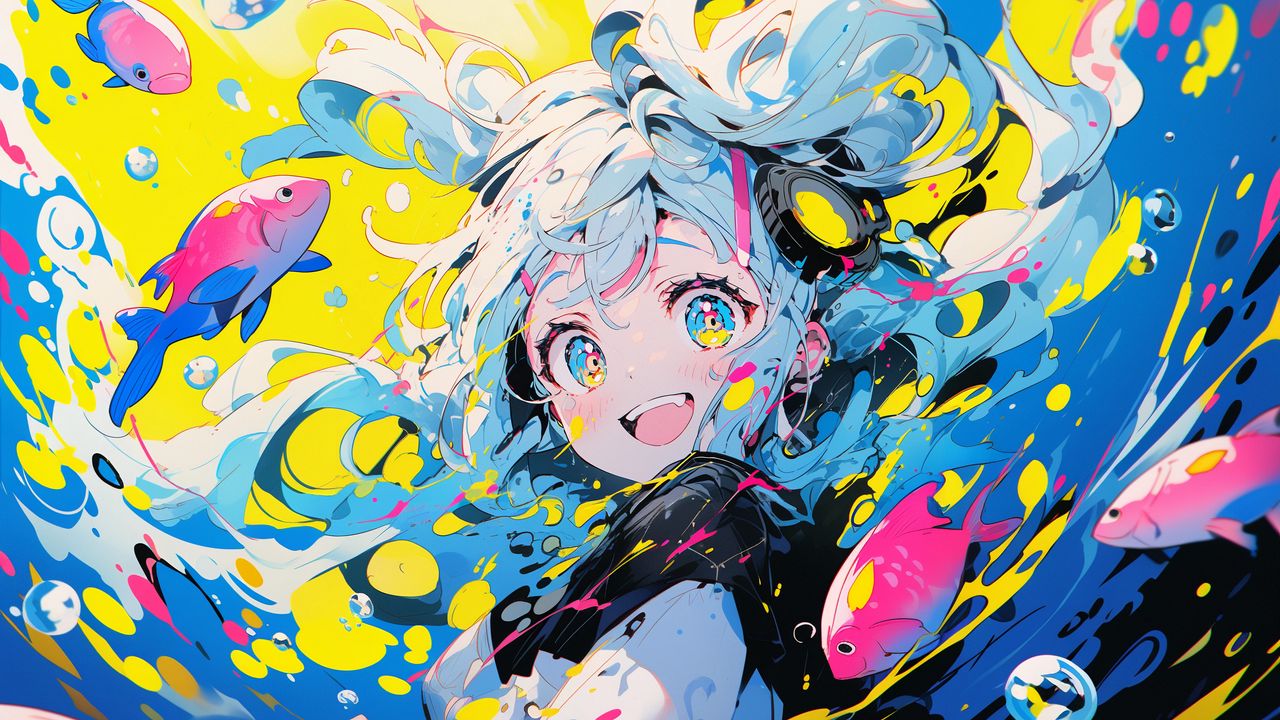 Wallpaper Girl Smile Fish
