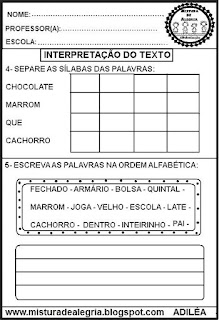 leitura e interpretação de texto, ortografia CH