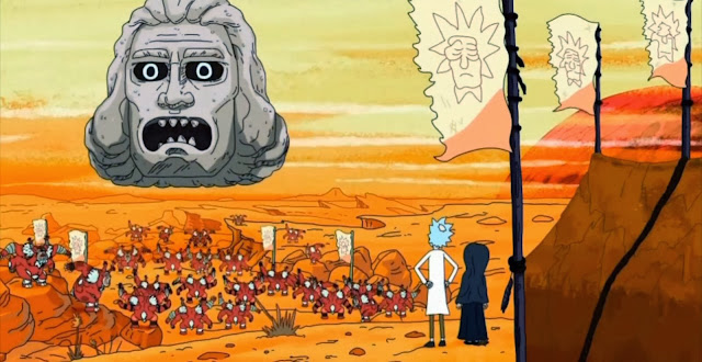 Good fucking thing Grandpa Rick didn't walk out in Sean Connery's Zardoz diaper outfit like Starburns did on Community last week. That shit was disturbing.