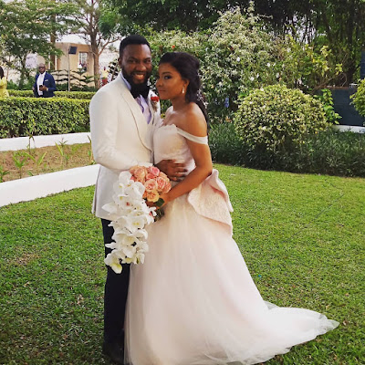 Tinsel stars Linda Ejiofor and Ibrahim Suleiman white wedding photos